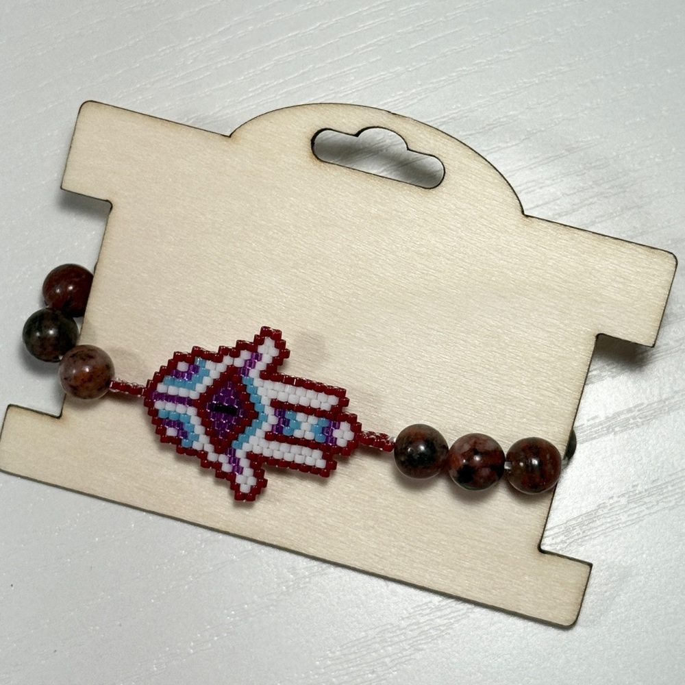 Handmade natural gemstone and seed beads bracelet